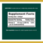 Nature’s Bounty D3 25 mcg (1000 IU) 120 Softgels - Image 2