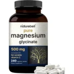 Naturebell Pure Magnesium Glycinate 500mg, 240 Veggie Capsules | 100% Chelated & Purified – 3rd Party Tested, Vegan Friendly, Non-GMO
