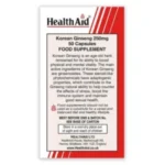 HealthAid Korean Ginseng 250mg – 50 Capsules - Image 3