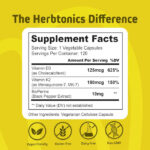HerbTonics Vitamin K2 + D3 With Bioperine 120 Vegetarian Capsules - Image 2