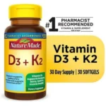 Nature Made Vitamin D3 K2, 5000 IU (125 mcg) Vitamin D 30 Softgels