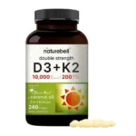 NatureBell Vitamin D3 K2 (10000 IU Vitamin D + 200mcg Vitamin K MK-7) 240 Softgels