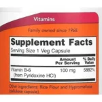 NOW Foods Vitamin B-6 100 mg 100 Veg Capsules - Image 2