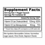 EVLution Nutrition Vitamin D3+K2 60 Capsules - Image 2