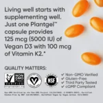 Sports Research Vitamin D3 K2 - 5000iu of Vegan D3 & 100mcg of Vitamin K2 as MK7 - (60 Softgels) - Image 5