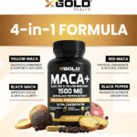 X Gold Health Organic Maca Root Capsules Black Yellow Red Strongest 1500mg 150 Capsules - Image 4