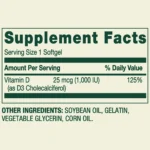 Spring Valley Vitamin D3, 25mcg, 1,000 IU – 100 Softgels - Image 2