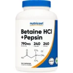 Nutricost Betaine HCL + Pepsin – 790 mg (240 Capsules)