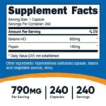Nutricost Betaine HCL + Pepsin – 790 mg (240 Capsules) - Image 2
