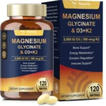 Totaria Magnesium Glycinate 500mg + Vitamin D3 5000 IU & K2 Complex - High Absorption - Healthy Stress, Sleep, Muscle Function, Bone Health & Energy Supports 120 Softgels