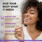 NUTRAHARMONY Biotin | Collagen | Hyaluronic Acid | Keratin - Hair Growth & Strength Support Vitamins - Skin & Nails Supplement - Clinically Tested for Men & Women - 25000mcg Vitamins B1, B2, B3, B6 & B7 - 60 Caps - Image 5