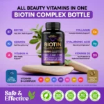 NUTRAHARMONY Biotin | Collagen | Hyaluronic Acid | Keratin - Hair Growth & Strength Support Vitamins - Skin & Nails Supplement - Clinically Tested for Men & Women - 25000mcg Vitamins B1, B2, B3, B6 & B7 - 60 Caps - Image 4