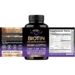 NUTRAHARMONY Biotin | Collagen | Hyaluronic Acid | Keratin - Hair Growth & Strength Support Vitamins - Skin & Nails Supplement - Clinically Tested for Men & Women - 25000mcg Vitamins B1, B2, B3, B6 & B7 - 60 Caps - Image 2