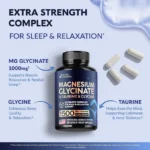 NUTRAHARMONY Magnesium Glycinate - Sleep & Relaxation Support - Extra Strength Glycinate, Glycine & Taurine 1500 mg - Magnesium Supplement for Women & Men - Chelated & High Absorption - Lab Tested - 120 Capsules - Image 3