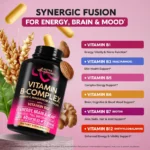 NUTRAHARMONY Vitamin B Complex for Men & Women - Riboflavin B2, B12, B1, B3, B5, B6, B7, B8, B9 | Vitamin C, Choline, Inositol | B-Complex Supplement | Energy, Brain & Heart Support | Lab Tested | 60 Vegan Capules - Image 3