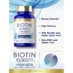 Carlyle Biotin (10,000 mcg) + Keratin with Alpha Lipoic Acid – 150 capsules - Image 3