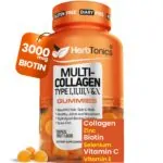 HerbTonics Multi Collagen Gummies Type 1,2,3,5 & 10 with Biotin for Hair Growth Skin Nails with Vitamin C Zinc for Men & Women 60 Gummies