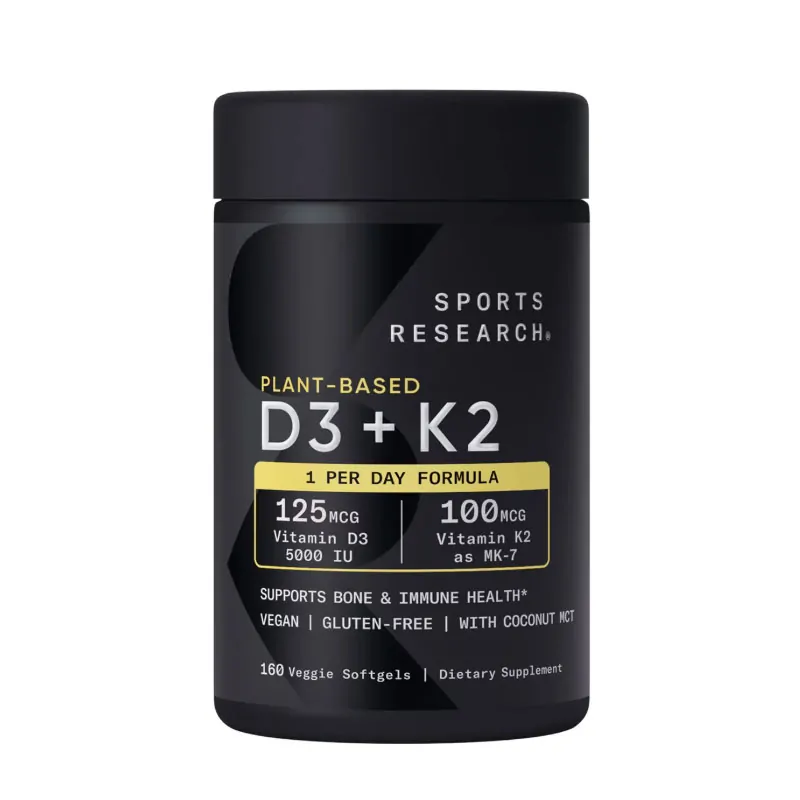 Sports-Research-Vitamin-D3-K2-with-Coconut-MCT-Oil-160-Softgels-9 Sports Research Vitamin D3 + K2 Coconut MCT Oil –160 Softgels - Image 1