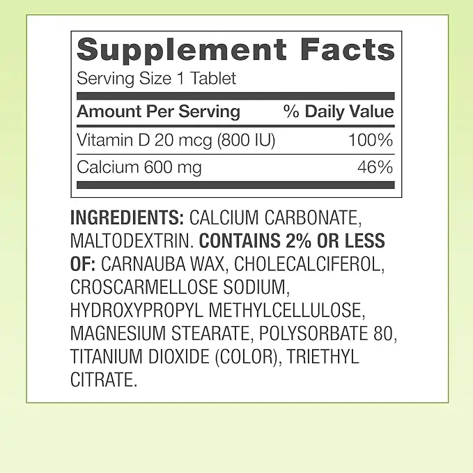 Spring Valley Calcium Plus Vitamin D Tablets, 600 mg, 250 Count - Image 2