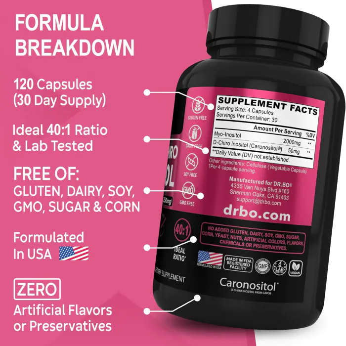 DR.BO Myo-Inositol & D-Chiro Inositol – 120 Capsules - Image 3